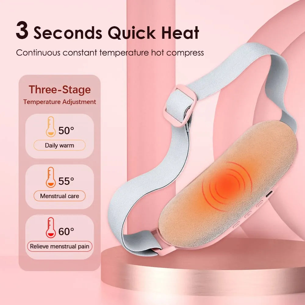 Period Pain Relief Belt – Heated Cramp Massager | 3 Heat Levels & 4 Modes