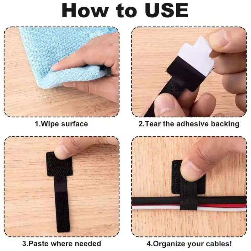 Reusable Cable Ties – Adjustable Self-Adhesive Cord Organizer for Desk & Wires