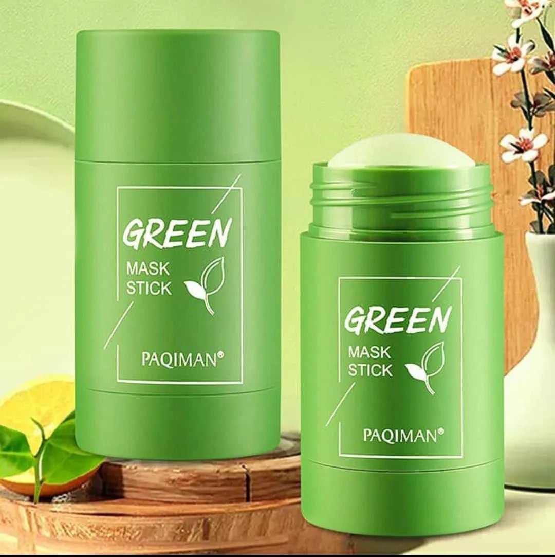 Green Stick Clay Mask for Deep Cleansing & Pore Tightening | Green Tea Extract Face Mask Stick for Oil Control & Smooth Skin – 40g