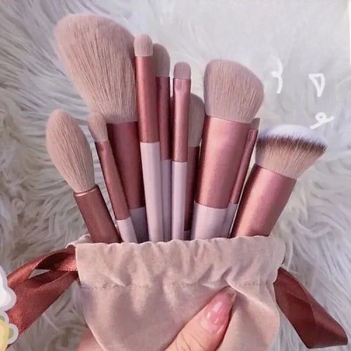 "13 Pcs Makeup Brush Set – Soft Bristles for Loose Powder, Foundation, Eyeshadow, Concealer, Contour,