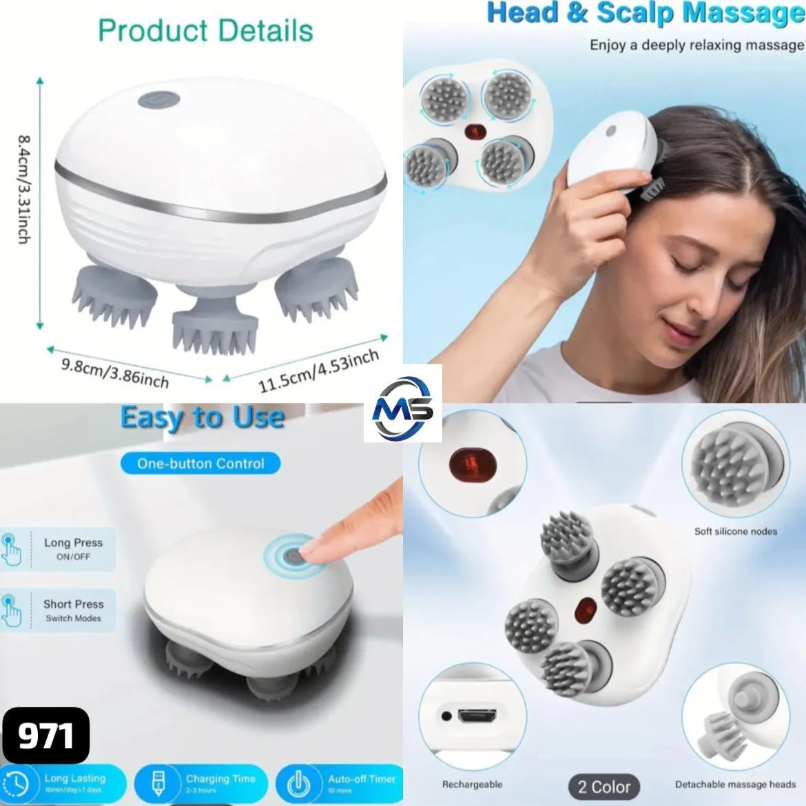 Portable Scalp Massage Brush – Manual Head Massager for Hair Care & Stress Relief