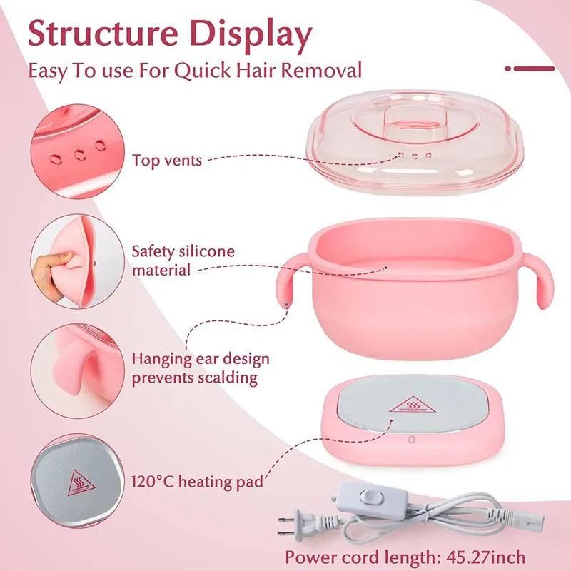 Portable 400ML Silicone Wax Warmer | Foldable Hair Removal Wax Heater for SPA, Body & Travel