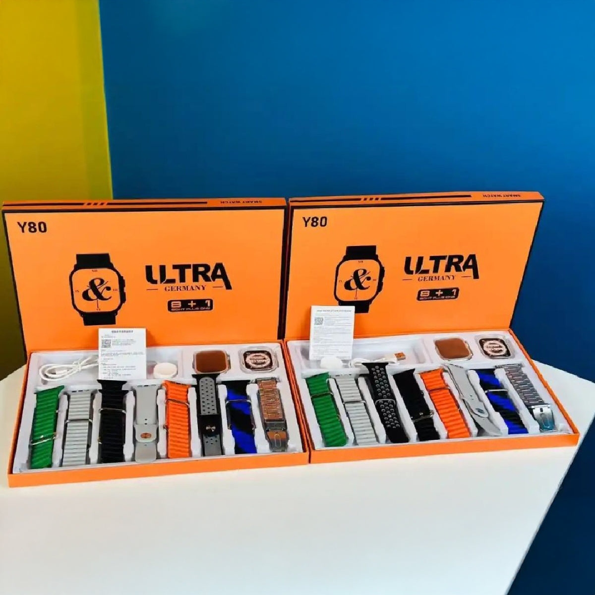 Y80 Ultra Smart Watch 8-in-1 – 8 Straps, Touch Screen, Mobile Watch for Boys & Girls – Ultra 2 / Ultra 9 Smart Watch