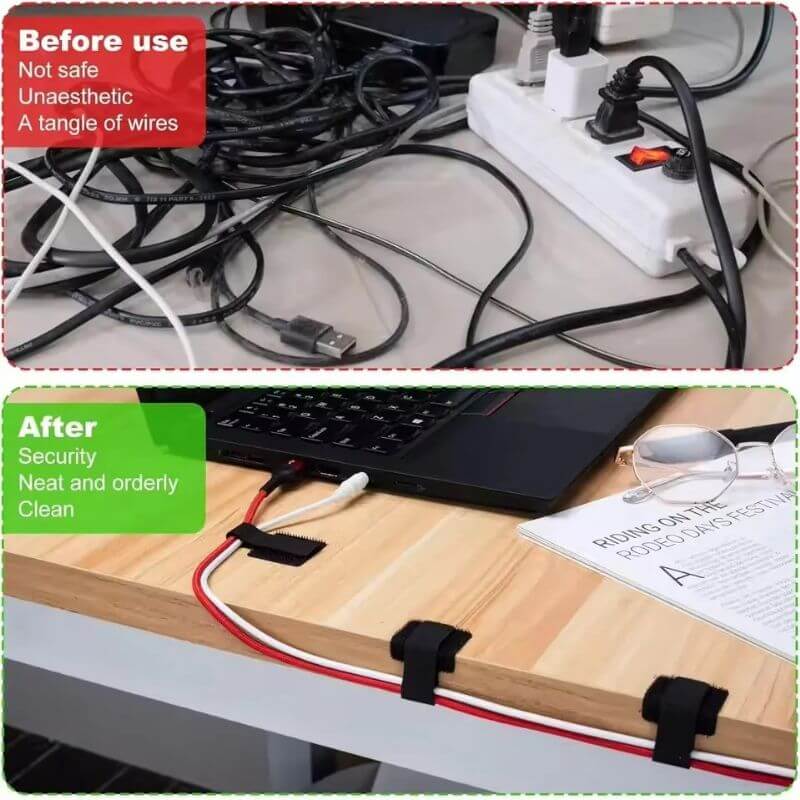Reusable Cable Ties – Adjustable Self-Adhesive Cord Organizer for Desk & Wires