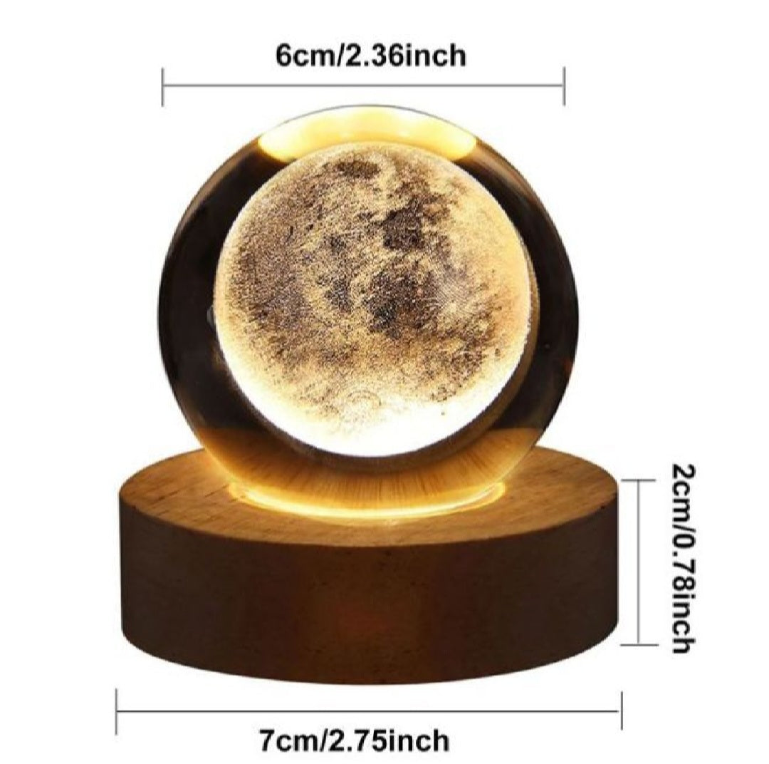 USB LED Night Light – Galaxy Crystal Ball Lamp, 3D Planet Moon Lamp for Festival Gifts & Home Decoration Table Lamps